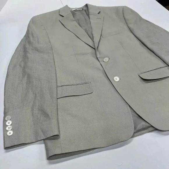 Lauren Ralph Lauren Sport Coat Mens 40S Jacket Tan Linen Two Button Blazer - Picture 2 of 11